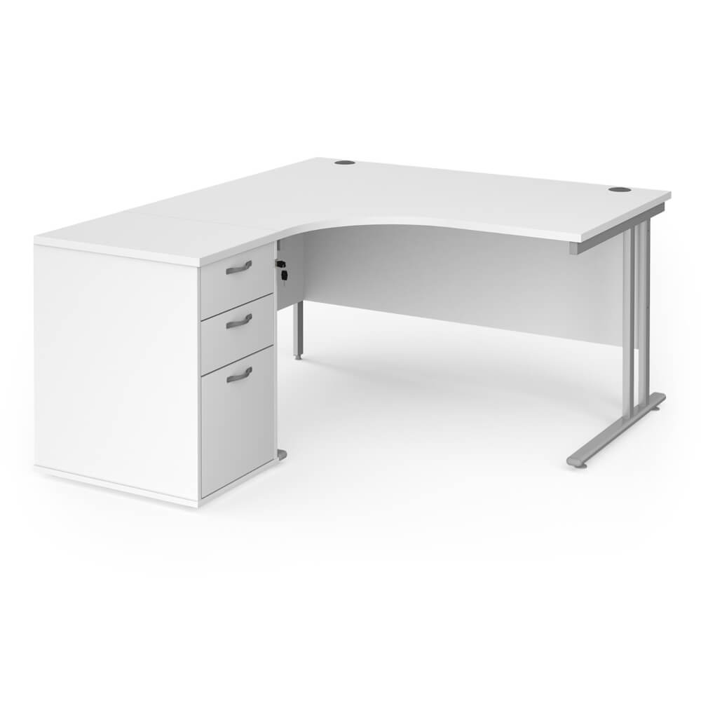 Maestro 25 Left-Hand Ergonomic Desk and Pedestal Bundle