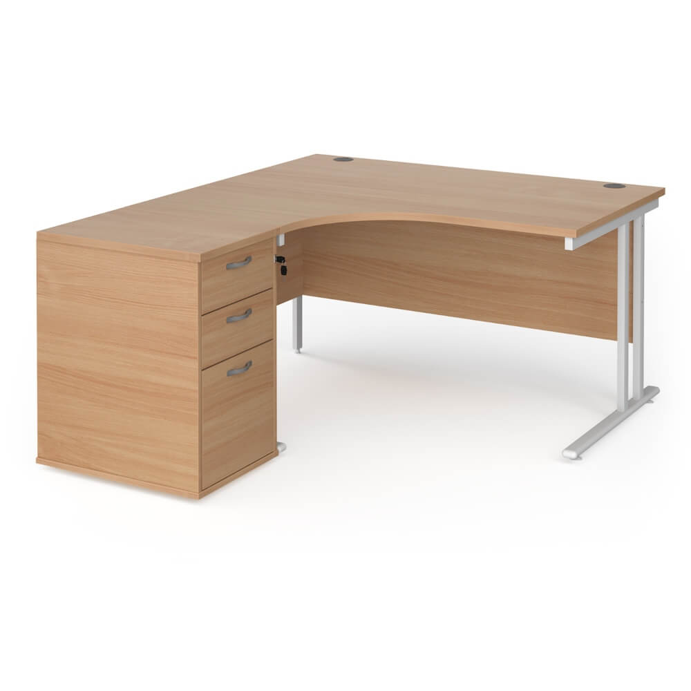 Maestro 25 Left-Hand Ergonomic Desk and Pedestal Bundle