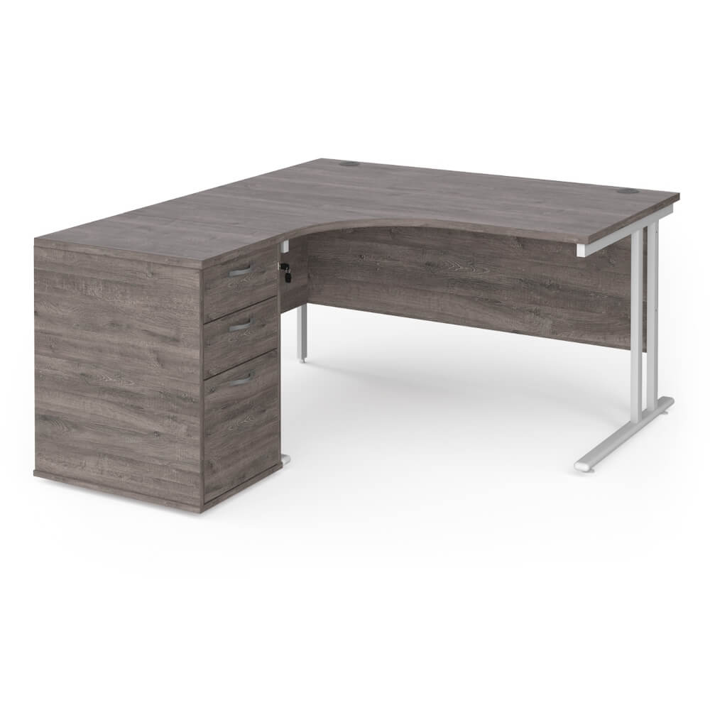 Maestro 25 Left-Hand Ergonomic Desk and Pedestal Bundle
