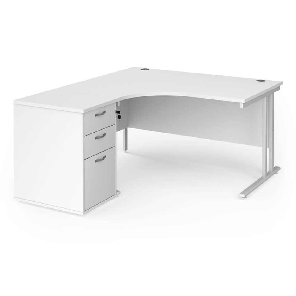 Maestro 25 Left-Hand Ergonomic Desk and Pedestal Bundle
