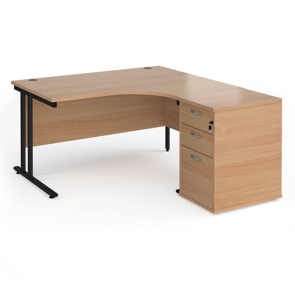 Maestro 25 Right-Hand Ergonomic Desk and Pedestal Bundle