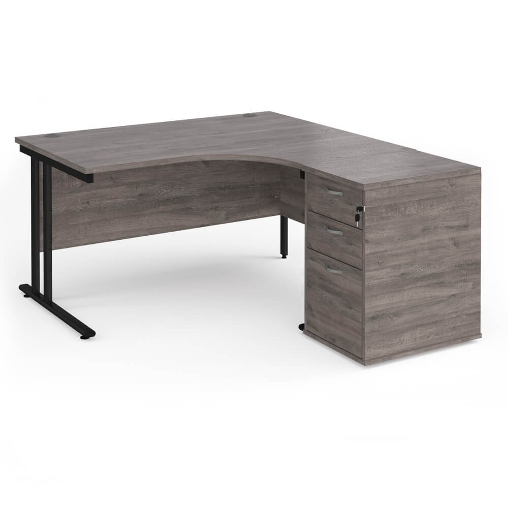 Maestro 25 Right-Hand Ergonomic Desk and Pedestal Bundle