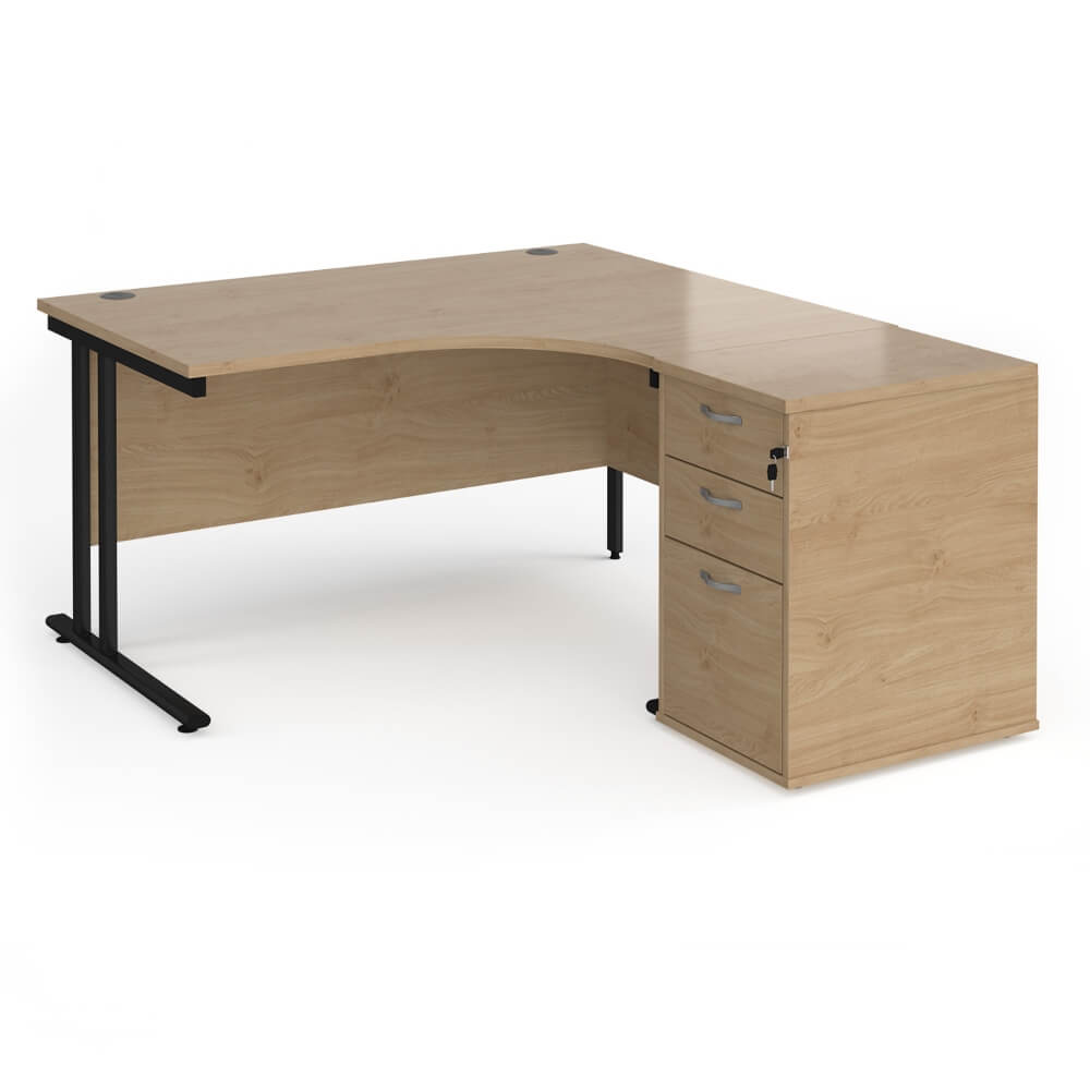 Maestro 25 Right-Hand Ergonomic Desk and Pedestal Bundle