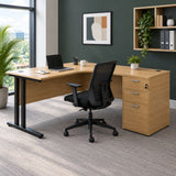 Maestro 25 Right-Hand Ergonomic Desk and Pedestal Bundle