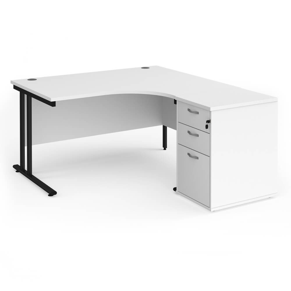Maestro 25 Right-Hand Ergonomic Desk and Pedestal Bundle