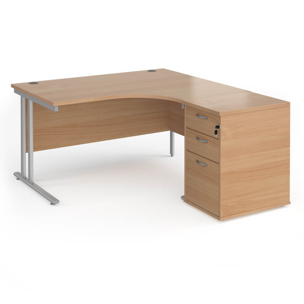 Maestro 25 Right-Hand Ergonomic Desk and Pedestal Bundle
