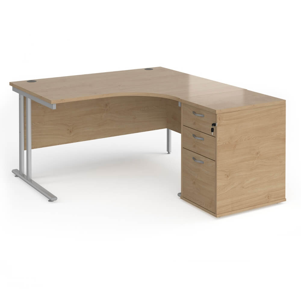 Maestro 25 Right-Hand Ergonomic Desk and Pedestal Bundle