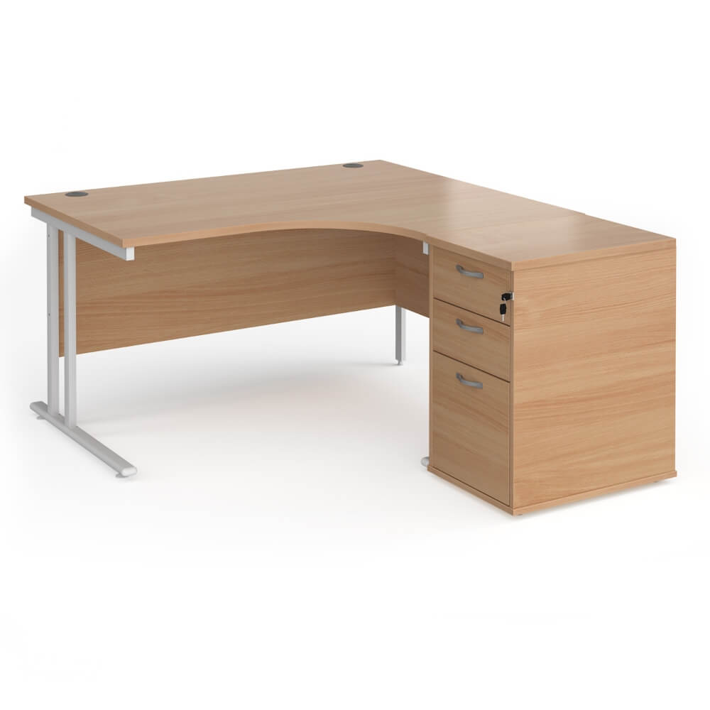 Maestro 25 Right-Hand Ergonomic Desk and Pedestal Bundle