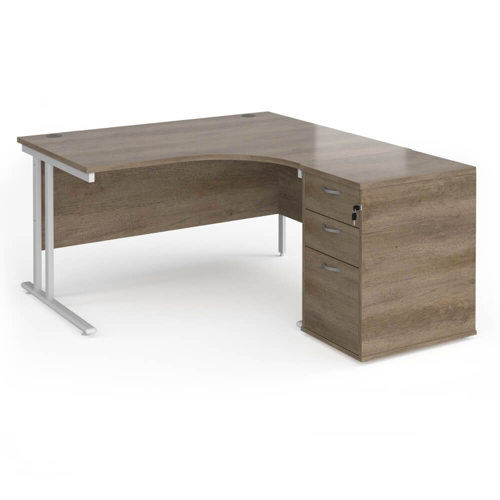 Maestro 25 Right-Hand Ergonomic Desk and Pedestal Bundle