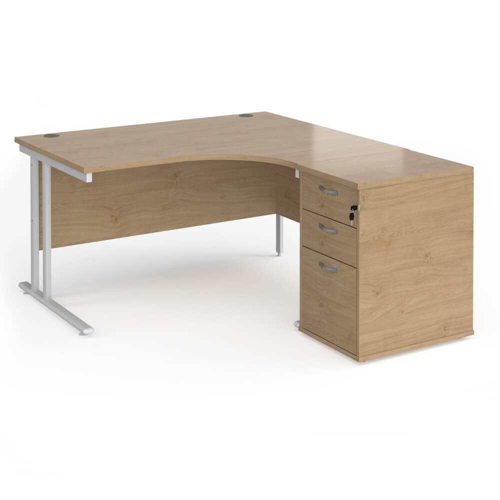 Maestro 25 Right-Hand Ergonomic Desk and Pedestal Bundle