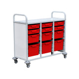 Mobile School Tray Storage Trolley - 6 Small 3 Medium 3 Large Trays
