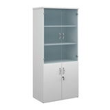 Duo Combination Unit with Glass Upper Doors 4 Shelves
