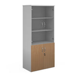 Duo Combination Unit with Glass Upper Doors 4 Shelves