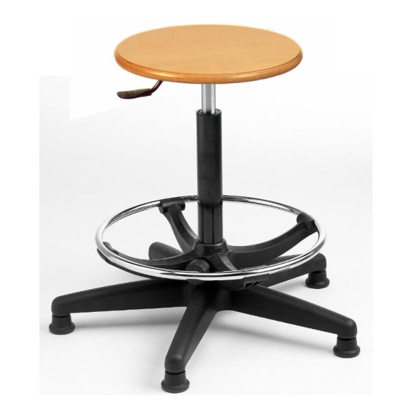 Wooden Stool with Adjustable Foot Ring