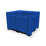 610 Litre Pallet Box with Solid Sides and 3 Skids - Blue