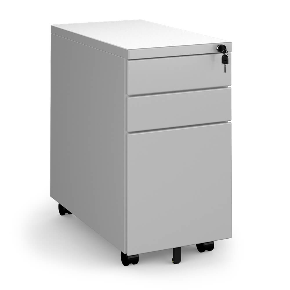 Steel 3 Drawer Narrow Mobile Pedestal