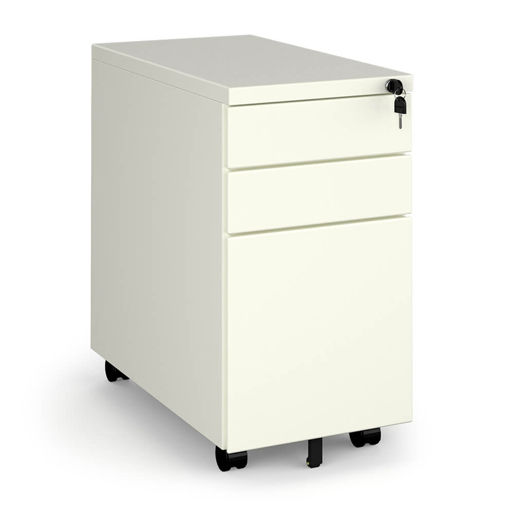 Steel 3 Drawer Narrow Mobile Pedestal