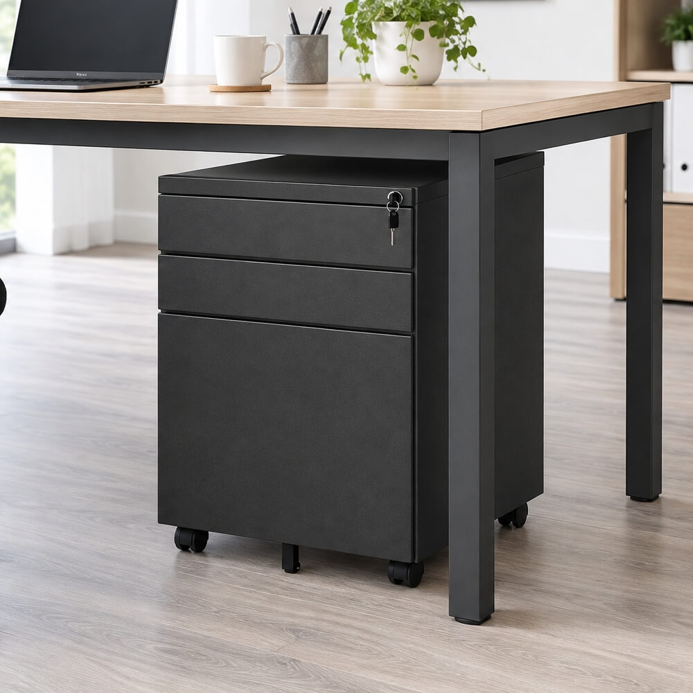 Steel 3 Drawer Wide Mobile Pedestal