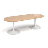 Trumpet Base Boardroom Table with White Legs 8 People