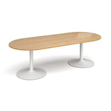 Trumpet Base Boardroom Table with White Legs 8 People