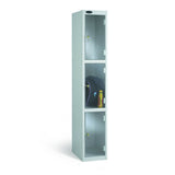 Three Compartment Anti Theft Locker With Clear Door