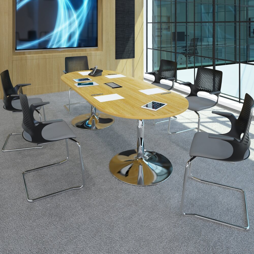 Trumpet Base Radial End Boardroom Table for 6-8 People