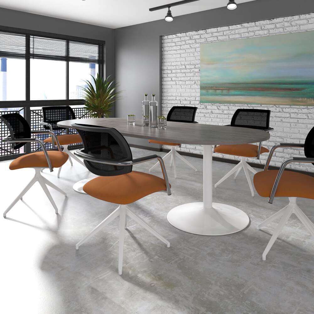 Trumpet Base Radial End Boardroom Table for 6-8 People