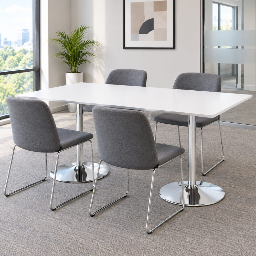 Trumpet Base Rectangular Boardroom Table for 6 People