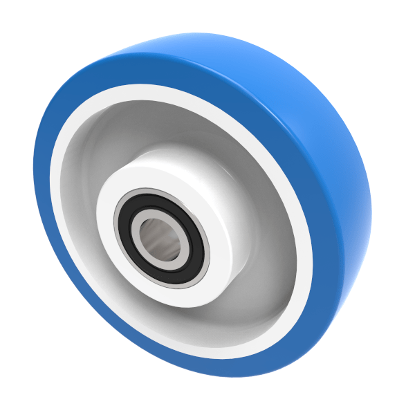 Soft Blue Polyurethane Nylon 150mm Ball Bearing Wheel 350kg Load