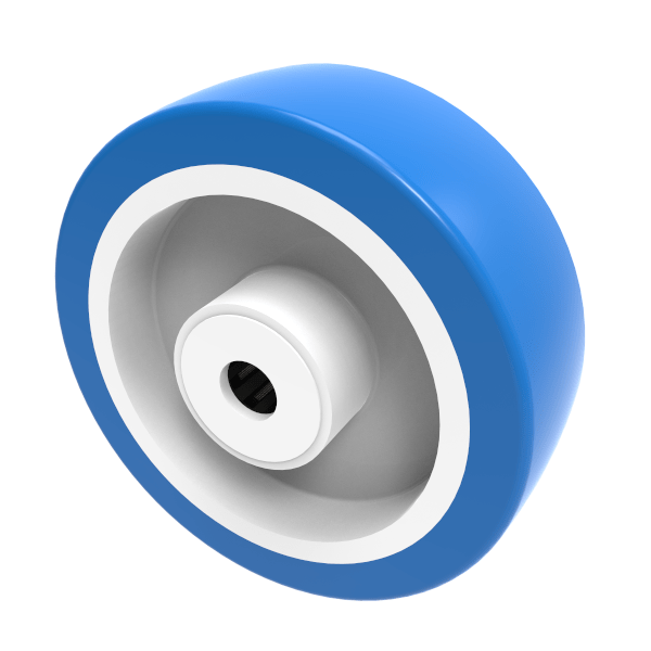 Soft Blue Polyurethane Nylon 150mm Roller Bearing Wheel 500kg Load