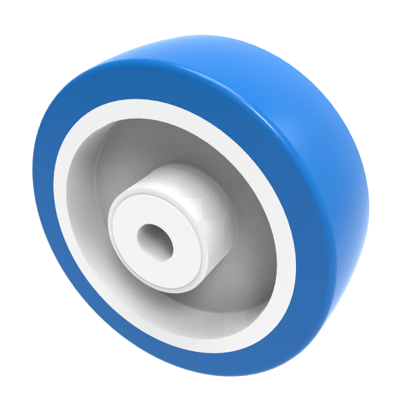 Soft Blue Polyurethane Nylon 200mm Plain Bearing Wheel 700kg Load