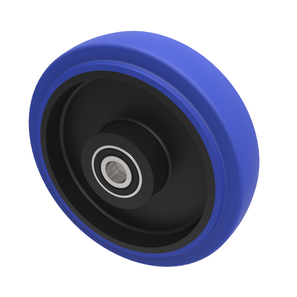 Blue Elastic Rubber 65ShoreA 200mm Ball Bearing Wheel 500kg Load