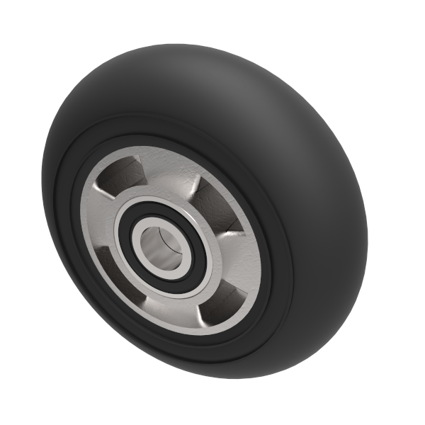 Black Soft Elastic Rubber 160mm Ball Bearing Wheel 300kg Load
