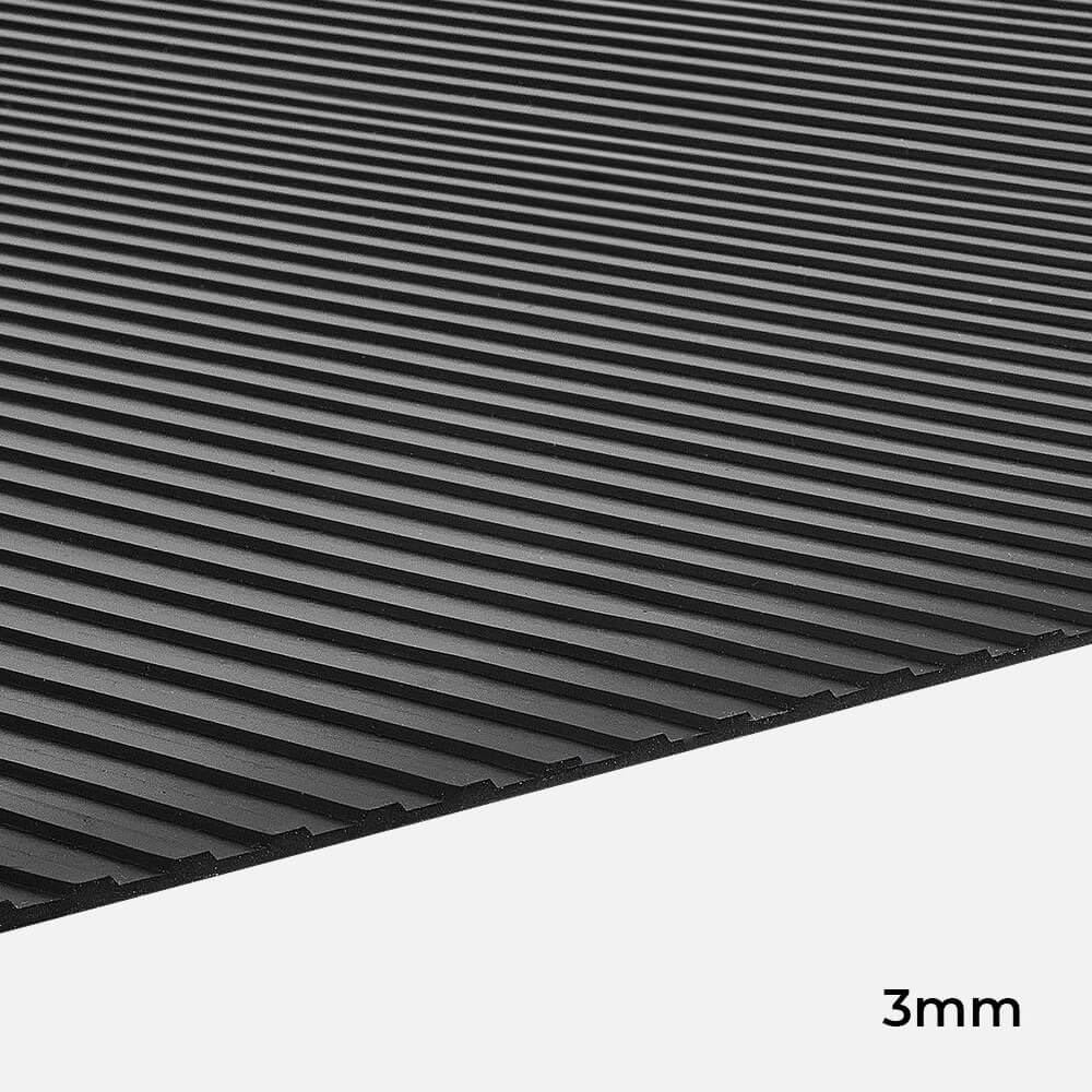 Wide Rib Rubber Matting - Black