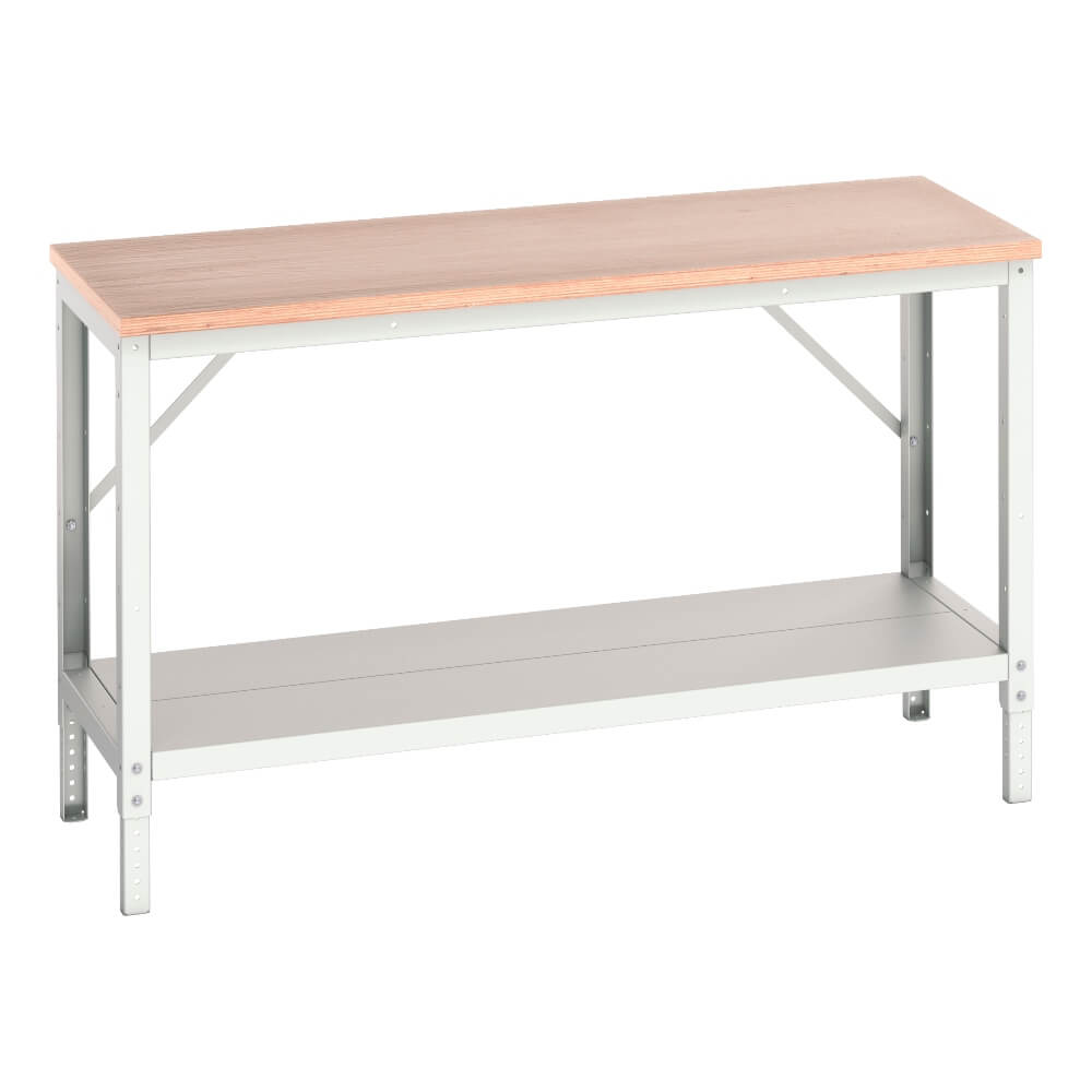 Verso Height Adjustable Workbench with Full Shelf and Multiplex Worktop