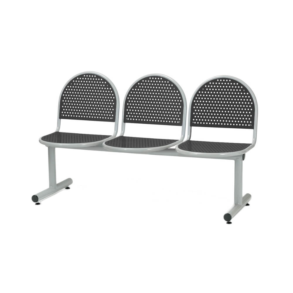 BM17 Beam Seating 3 Seater with Metal Perforated Seats