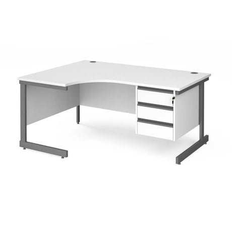 Contract 25 Cantilever Leg LH Ergonomic Desk with 3 Drawer Pedestal