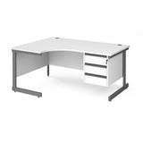 Contract 25 Cantilever Leg LH Ergonomic Desk with 3 Drawer Pedestal