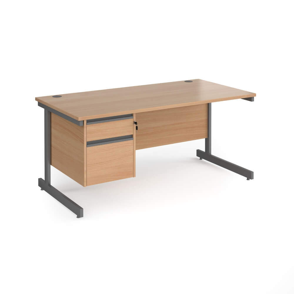 Contract 25 Cantilever Leg Straight Desk with 1 x 2 Drawer Pedestal