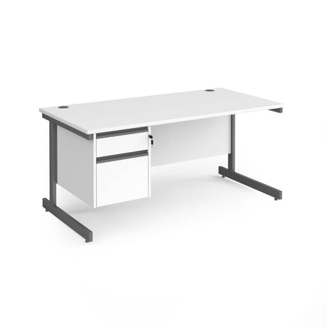 Contract 25 Cantilever Leg Straight Desk with 1 x 2 Drawer Pedestal