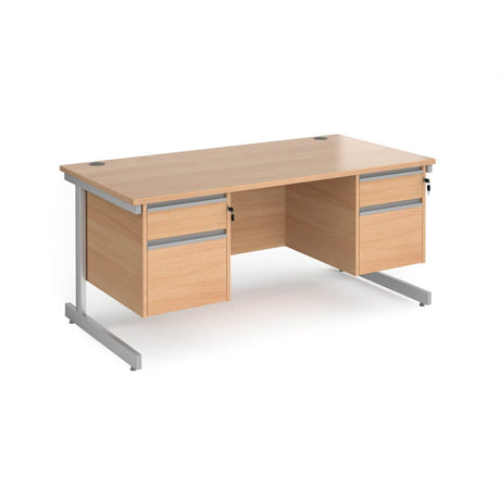 Contract 25 Cantilever Leg Straight Desk with 2 x 2 Drawer Pedestal