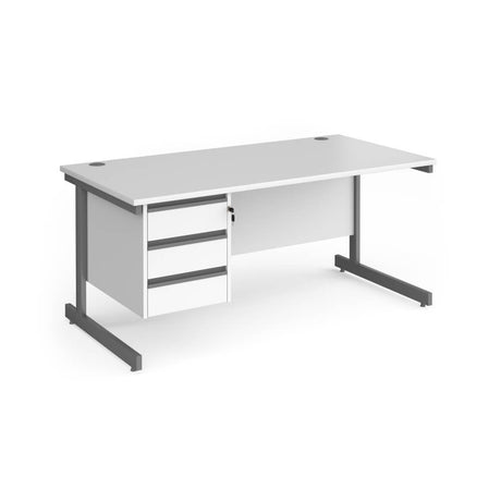 Contract 25 Cantilever Leg Straight Desk with 1 x 3 Drawer Pedestal