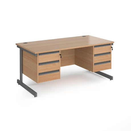 Contract 25 Cantilever Leg Straight Desk with 2 x 3 Drawer Pedestal
