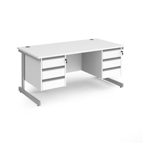 Contract 25 Cantilever Leg Straight Desk with 2 x 3 Drawer Pedestal