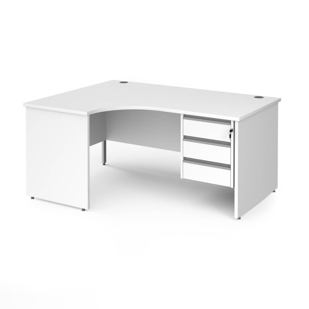 Contract 25 Panel Leg LH Ergonomic Desk with 3 Drawer Pedestal