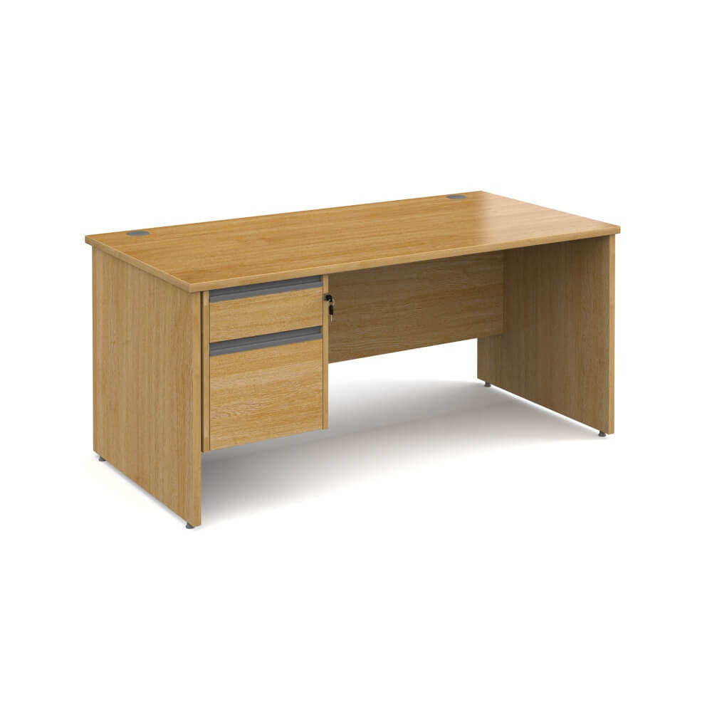 Contract 25 Panel Leg Straight Desk with 1 x 2 Drawer Pedestal