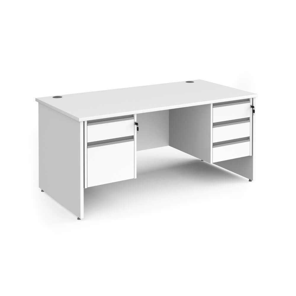 Contract 25 Panel Leg Straight Desk with 2 and 3 Drawer Pedestal