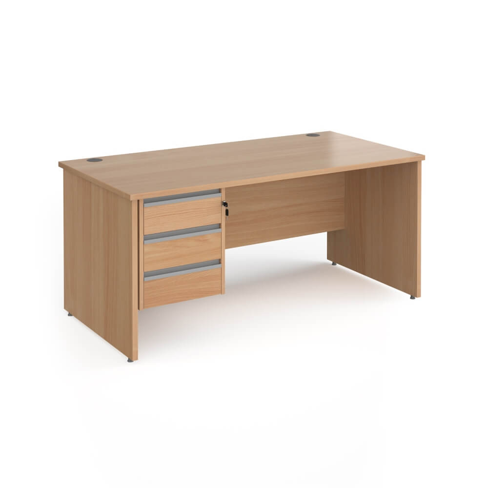 Contract 25 Panel Leg Straight Desk with 1 x 3 Drawer Pedestal