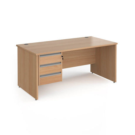 Contract 25 Panel Leg Straight Desk with 1 x 3 Drawer Pedestal