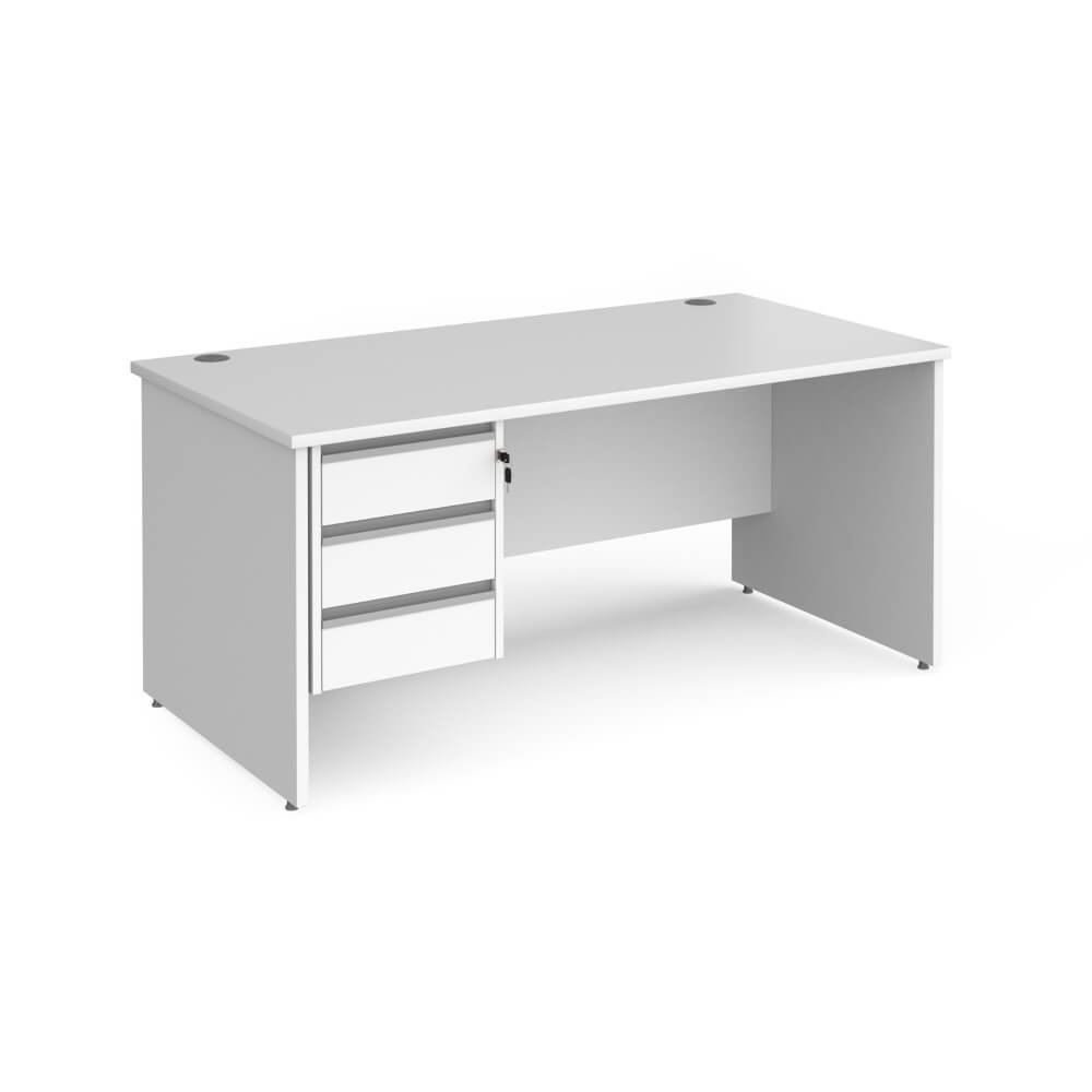 Contract 25 Panel Leg Straight Desk with 1 x 3 Drawer Pedestal